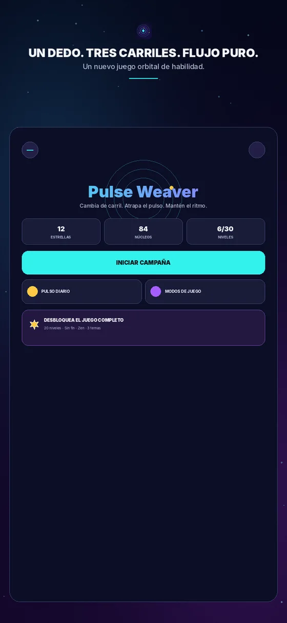 Pantalla de inicio de Pulse Weaver